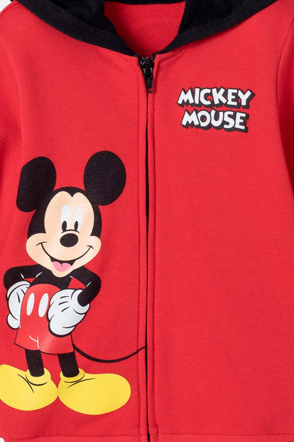 BUZO DE MICKEY MOUSE ROJO CON CAPUCHA PARA NIÑO 2T A 5T