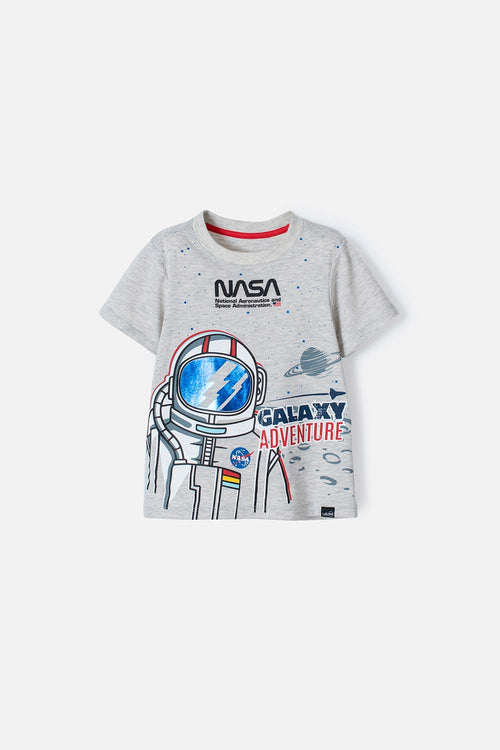 CAMISETA DE LA NASA GRIS MANGA CORTA PARA NIÑO 2T A 5T