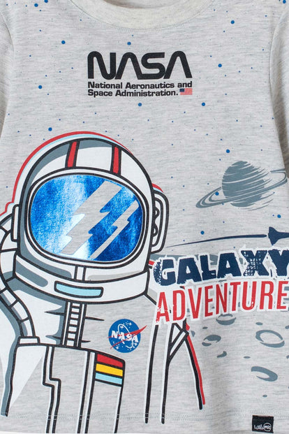 CAMISETA DE LA NASA GRIS MANGA CORTA PARA NIÑO 2T A 5T