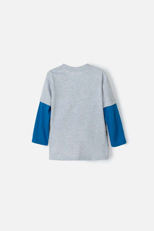 Card slide image -  CAMISETA NASA MANGA LARGA GRIS JASPE Y AZUL PARA NIÑO 2T A 5T