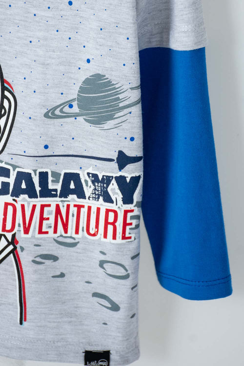 Card slide image -  CAMISETA NASA MANGA LARGA GRIS JASPE Y AZUL PARA NIÑO 2T A 5T