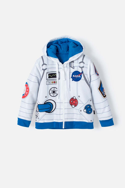  CHAQUETA DE LA NASA ABIERTO BLANCA Y AZUL PARA NIÑO 2T A 5T
