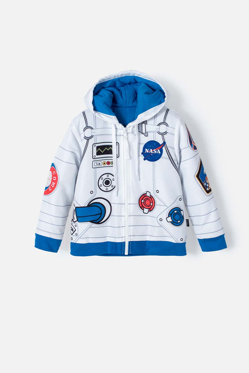Card slide image -  CHAQUETA DE LA NASA ABIERTO BLANCA Y AZUL PARA NIÑO 2T A 5T