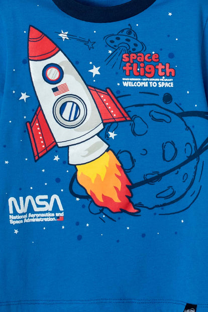  PIJAMA DE LA NASA AZUL DE PANTALÓN LARGO PARA NIÑO 2T A 5T