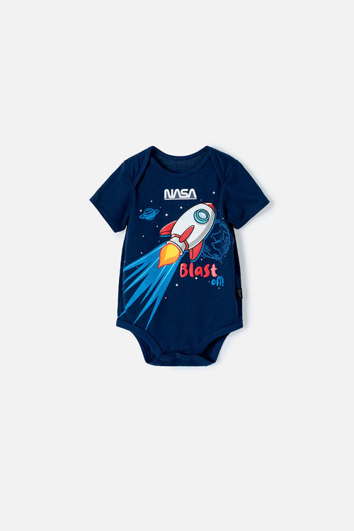 Card slide image -  BODY DE LA NASA AZUL OSCURO MANGA CORTA PARA BEBÉ NIÑO