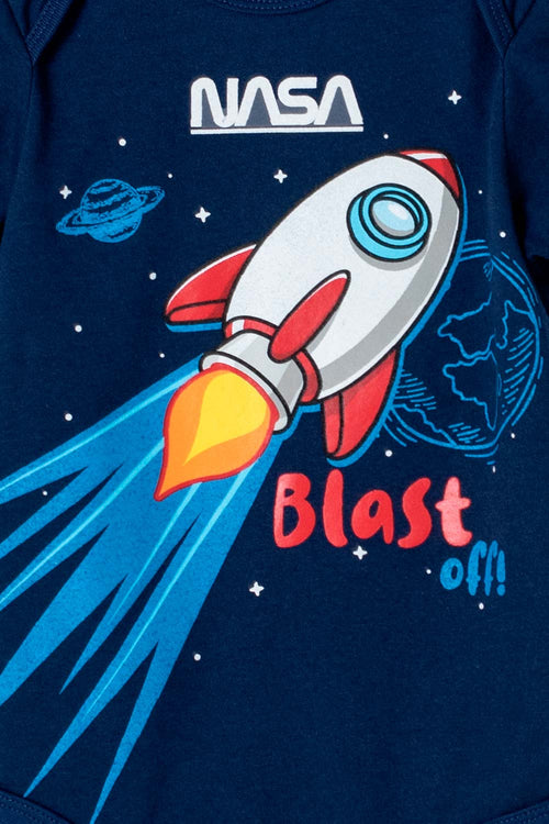 Card slide image -  BODY DE LA NASA AZUL OSCURO MANGA CORTA PARA BEBÉ NIÑO