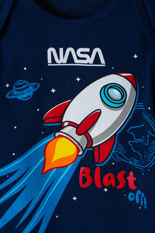 Card slide image -  BODY DE LA NASA AZUL OSCURO MANGA CORTA PARA BEBÉ NIÑO