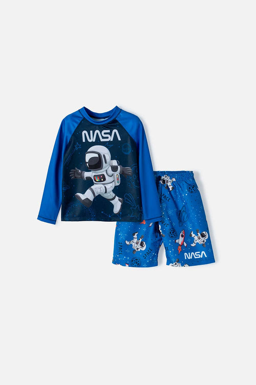 Card slide image -  CONJUNTO DE BAÑO DE LA NASA MANGA LARGA AZUL PARA NIÑO 2T A 5T