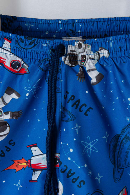 CONJUNTO DE BAÑO DE LA NASA MANGA LARGA AZUL PARA NIÑO 2T A 5T