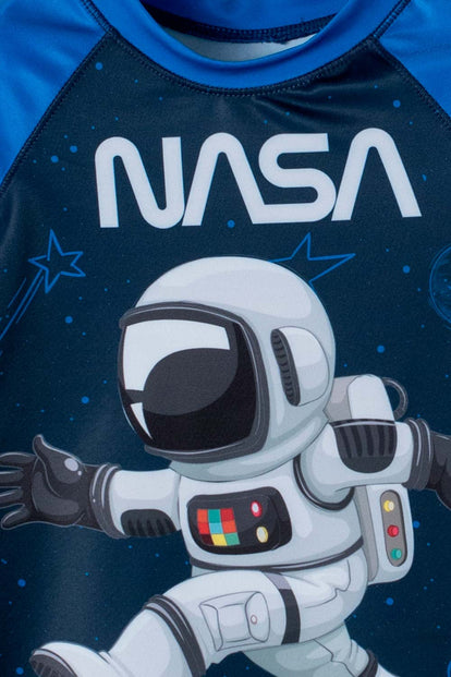 CONJUNTO DE BAÑO DE LA NASA MANGA LARGA AZUL PARA NIÑO 2T A 5T