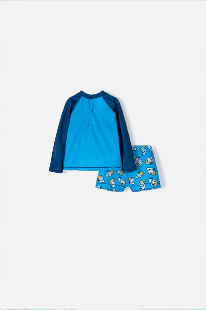 CONJUNTO DE BAÑO DE DONALD MANGA LARGA AZUL PARA BEBÉ NIÑO