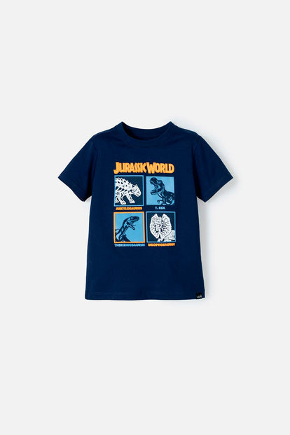 CAMISETA DE JURASSIC WORLD MANGA CORTA AZUL PARA NIÑO