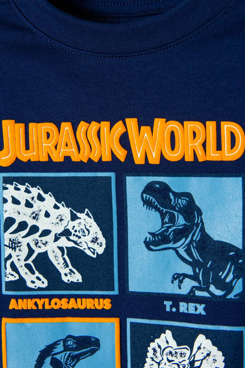 CAMISETA DE JURASSIC WORLD MANGA CORTA AZUL PARA NIÑO