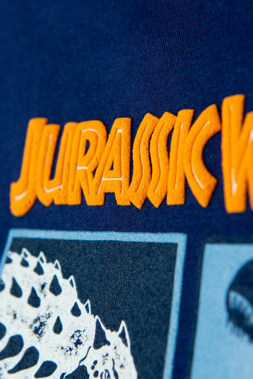 CAMISETA DE JURASSIC WORLD MANGA CORTA AZUL PARA NIÑO