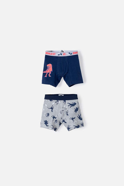  BOXER X2 DE JURASSIC WORLD AZUL Y BLANCO PARA NIÑO 2T A 5T