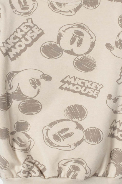  CONJUNTO DE MICKEY MOUSE MANGA LARGA CAQUI PARA NIÑO