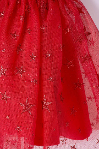 VESTIDO DE MINNIE MOUSE ROJO ESTAMPADO EN FRENTE PARA BEBÉ NIÑA