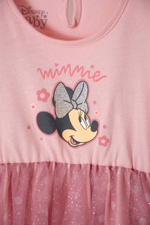 VESTIDO DE MINNIE MOUSE DE DOS PIEZAS PALO DE ROSA PARA BEBÉ NIÑA