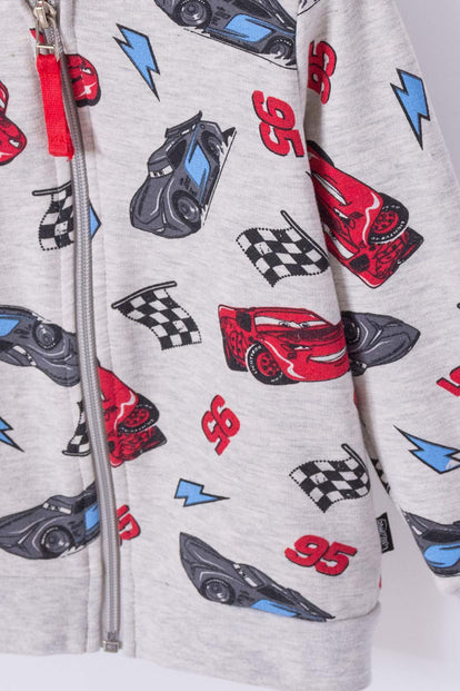 BUZO DE CARS CON CIERRE GRIS PARA NIÑO 2T A 5T