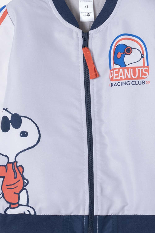 Card slide image -  CHAQUETA DE SNOOPY ESTAMPADA GRIS, NARANJA Y MARFIL PARA NIÑO 2T A 5T