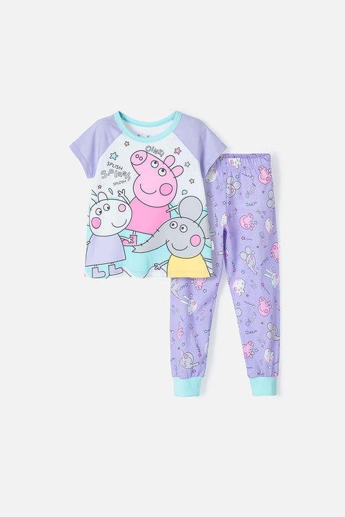 Card slide image -  PIJAMA DE PEPPA PIG DE PANTALÓN LARGO LILA PARA NIÑA 2T A 5T