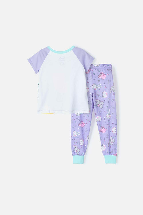 Card slide image -  PIJAMA DE PEPPA PIG DE PANTALÓN LARGO LILA PARA NIÑA 2T A 5T