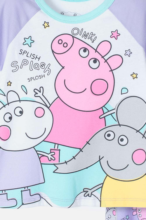 Card slide image -  PIJAMA DE PEPPA PIG DE PANTALÓN LARGO LILA PARA NIÑA 2T A 5T