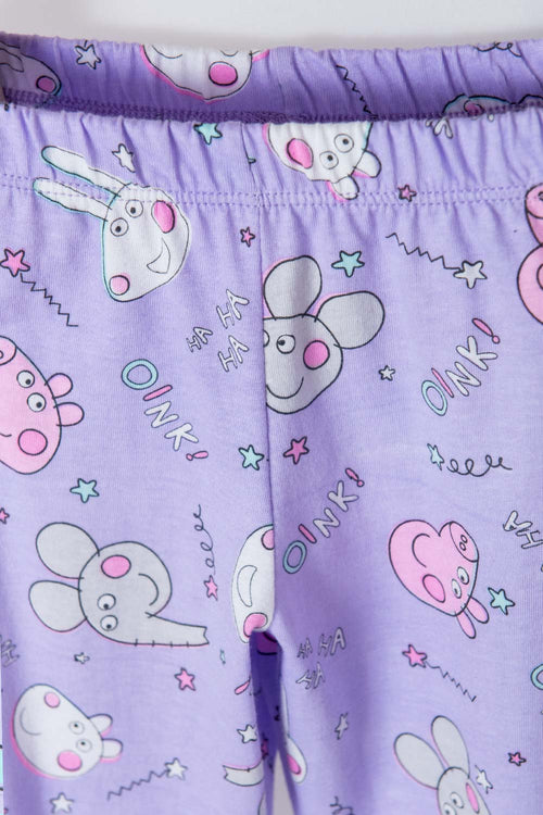 Card slide image -  PIJAMA DE PEPPA PIG DE PANTALÓN LARGO LILA PARA NIÑA 2T A 5T