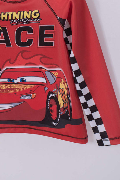 CONJUNTO DE BAÑO CARS MANGA LARGA ROJO PARA NIÑO DE 2T A 5T