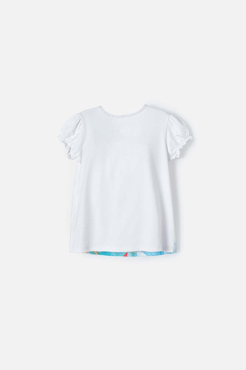 CAMISETA DE PRINCESAS DISNEY BLANCA MANGA CORTA PARA NIÑA 2T A 5T