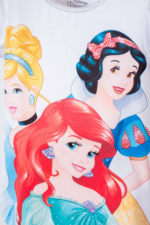 CAMISETA DE PRINCESAS DISNEY BLANCA MANGA CORTA PARA NIÑA 2T A 5T