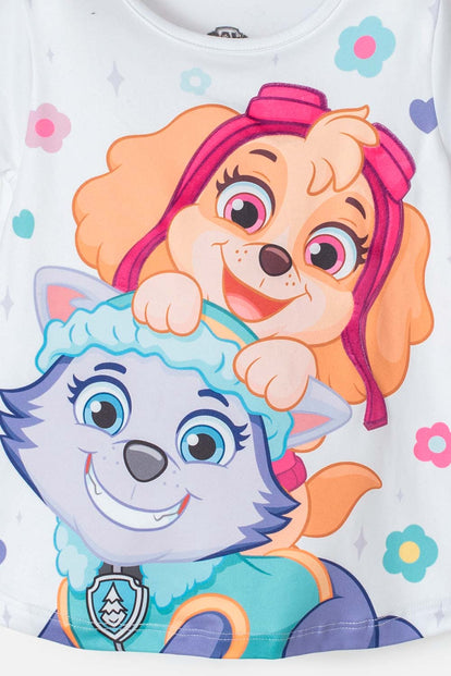 CAMISETA DE PAW PATROL MANGA CORTA BLANCO PARA NIÑA 2T A 5T