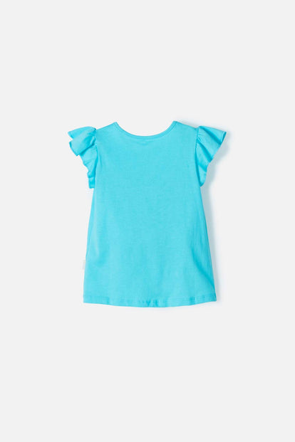CAMISETA DE FROZEN MANGA CORTA AZUL PARA NIÑA 2T A 5T