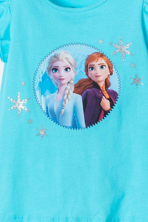 CAMISETA DE FROZEN MANGA CORTA AZUL PARA NIÑA 2T A 5T