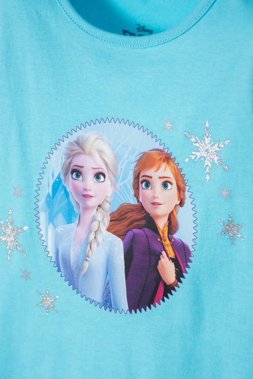 CAMISETA DE FROZEN MANGA CORTA AZUL PARA NIÑA 2T A 5T