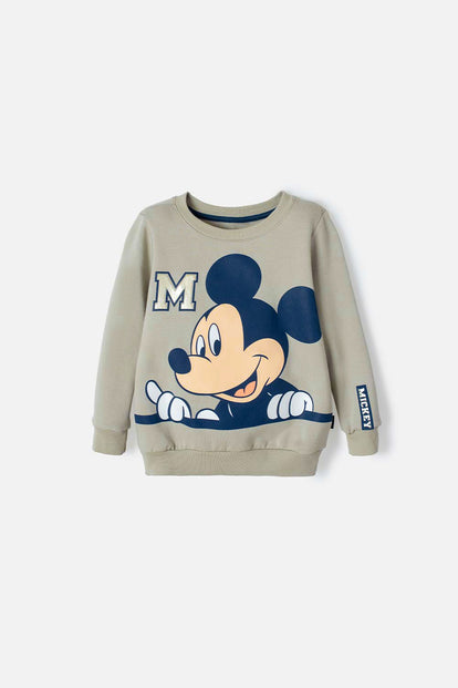 BUZO DE MICKEY MOUSE CERRADO VERDE OLIVA PARA NIÑO 2T A 5T