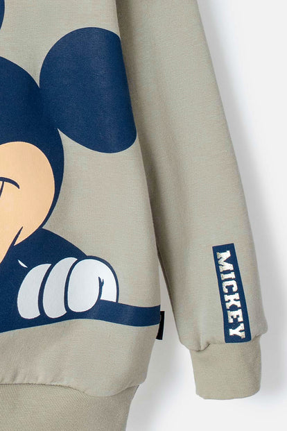 BUZO DE MICKEY MOUSE CERRADO VERDE OLIVA PARA NIÑO 2T A 5T
