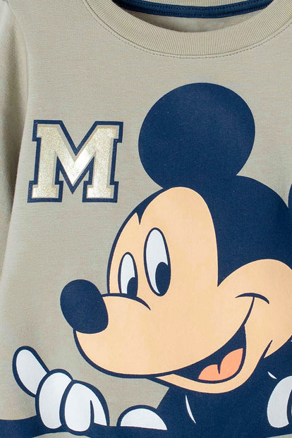 BUZO DE MICKEY MOUSE CERRADO VERDE OLIVA PARA NIÑO 2T A 5T