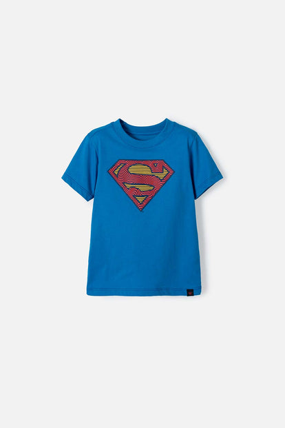 CAMISETA DE SUPERMAN MANGA CORTA AZUL REY PARA NIÑO 2T A 5T