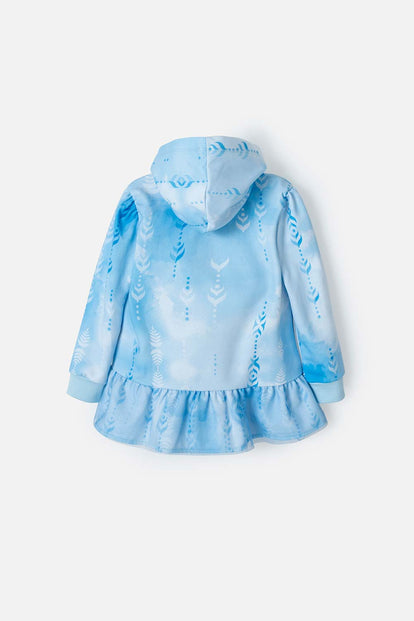 BUZO DE FROZEN CON CIERRE Y CAPUCHA AZUL PARA NIÑA 2T A 5T