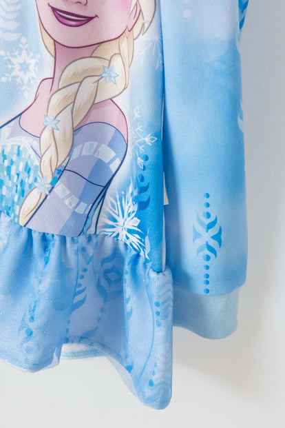 BUZO DE FROZEN CON CIERRE Y CAPUCHA AZUL PARA NIÑA 2T A 5T