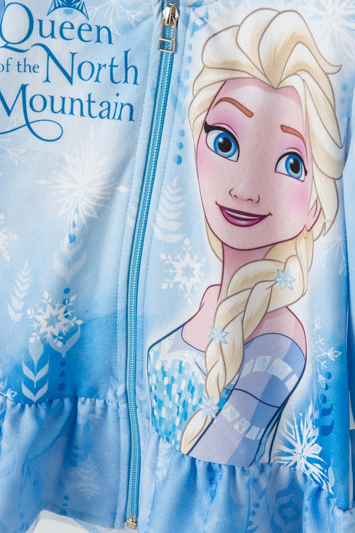 BUZO DE FROZEN CON CIERRE Y CAPUCHA AZUL PARA NIÑA 2T A 5T