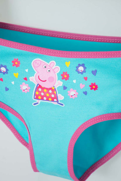 PACK X2 PANTIES DE PEPPA PIG BLANCO Y TURQUESA PARA NIÑA 2T A 5T