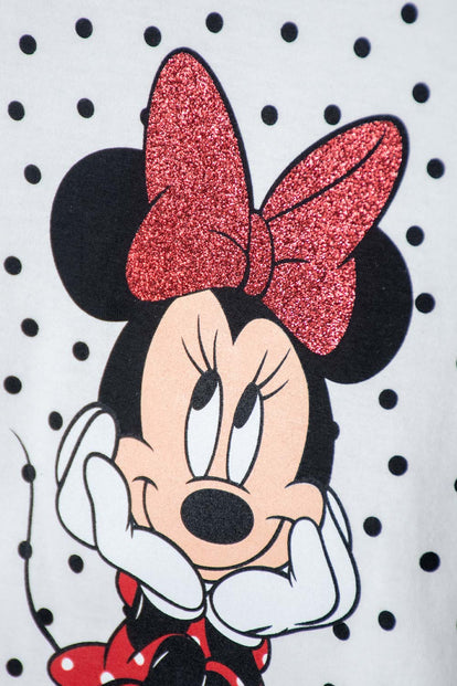 CAMISETA MINNIE MOUSE MARFIL MANGA LARGA PARA NIÑA 2T A 5T