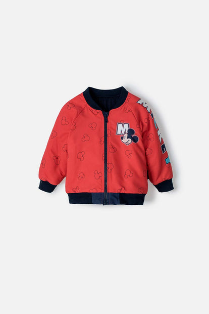 CHAQUETA MICKEY MOUSE CON CIERRE ROJO Y AZUL PARA BEBÉ NIÑO