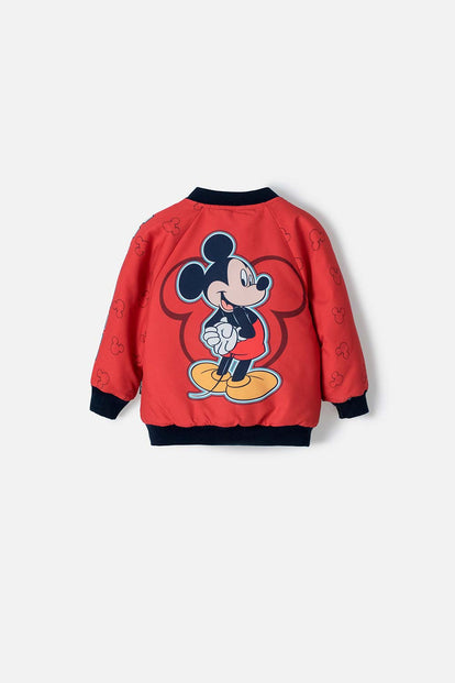 CHAQUETA MICKEY MOUSE CON CIERRE ROJO Y AZUL PARA BEBÉ NIÑO