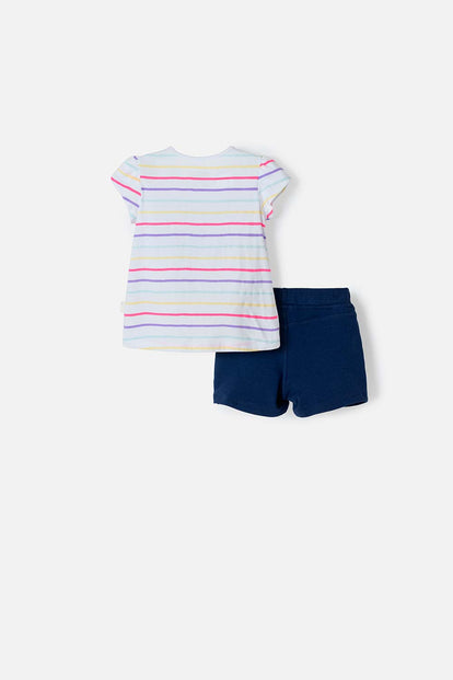  CONJUNTO DE SNOOPY MULTICOLOR DE PANTALÓN CORTO PARA NIÑA 2T A 5T