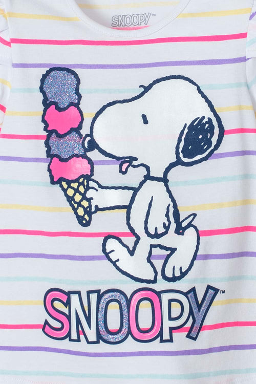 Card slide image -  CONJUNTO DE SNOOPY MULTICOLOR DE PANTALÓN CORTO PARA NIÑA 2T A 5T