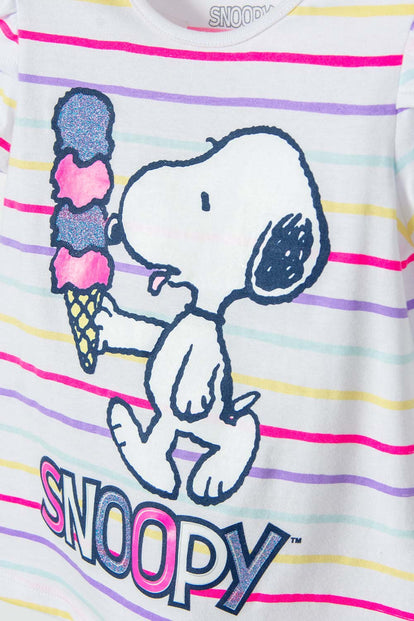  CONJUNTO DE SNOOPY MULTICOLOR DE PANTALÓN CORTO PARA NIÑA 2T A 5T