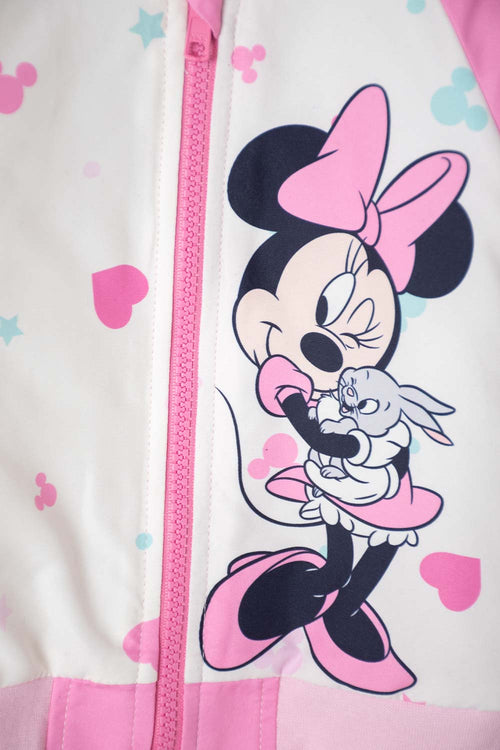 CHAQUETA DE MINNIE MOUSE CON CIERRE ROSADO Y MARFIL PARA BEBÉ NIÑA